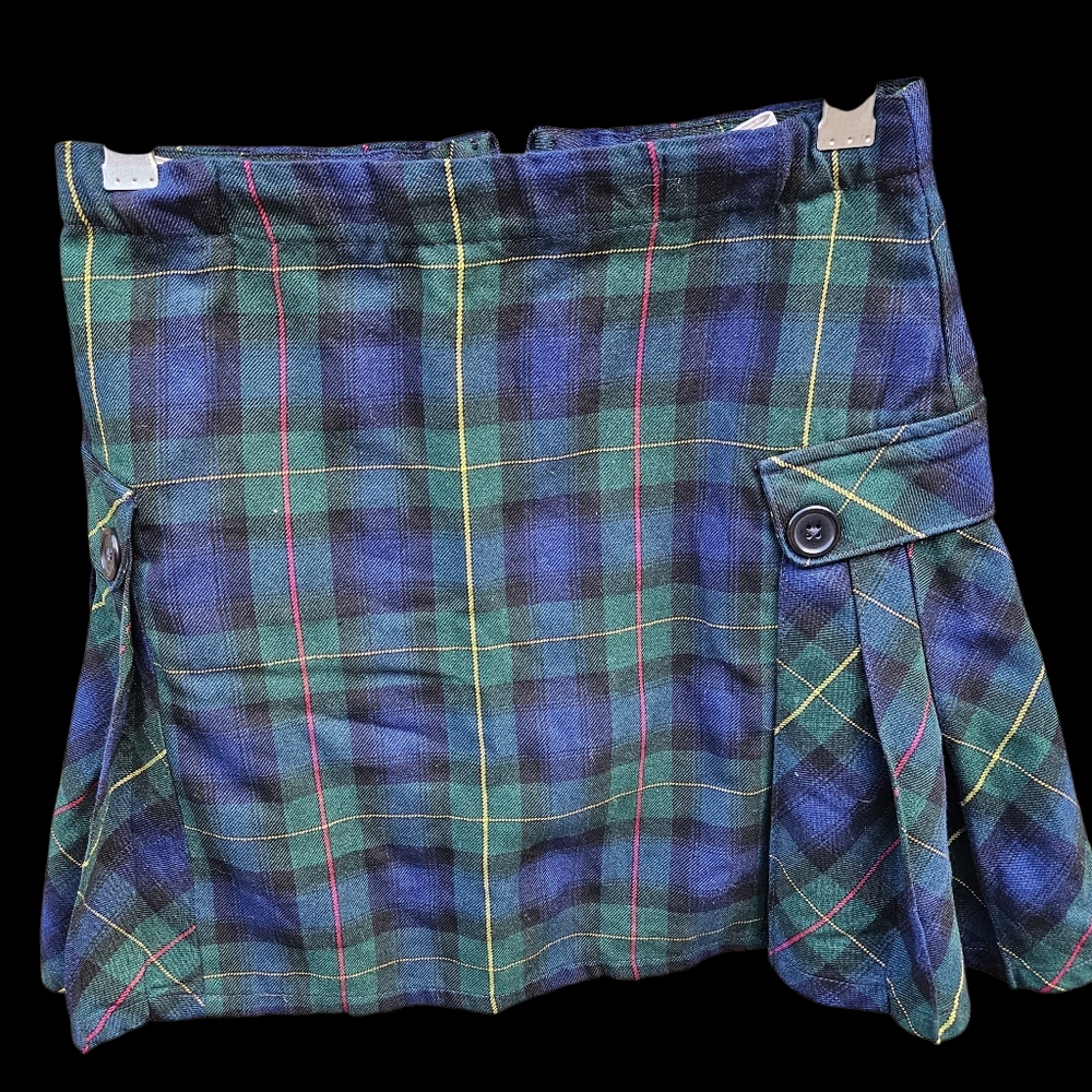 Lands'End Plaid Mini Skirt with Button Detail Size 12 - Picture 2 of 15